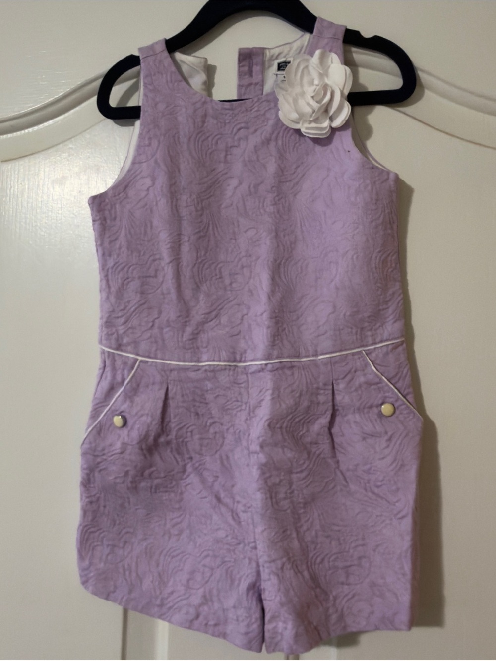 Janie and Jack Lilac Textured Romper with White Accent